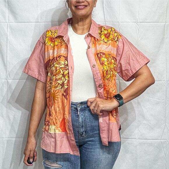 Free People Tops - Free People Pink Endless Vacation Short Sleeve Relaxed Fit Shirt Sz M NWOT